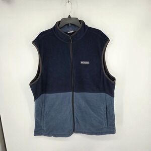 Columbia Mens Fleece Vest Full Zip Sleeveless Jacket Blue XXL Outdoors